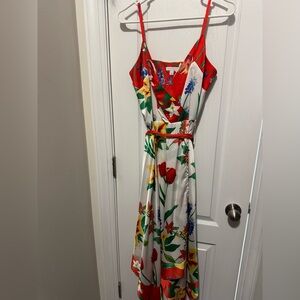 New York & Company Floral Red and White Dress